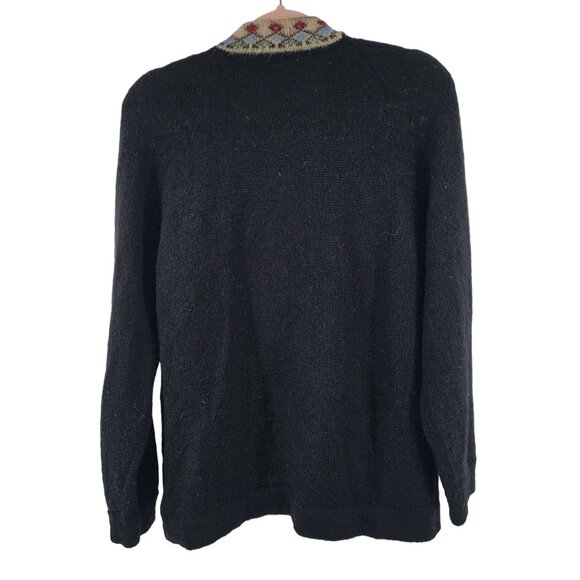 Vintage Alpaca Wool Cardigan Sweater With Llama Design & Patterned Trim - Picture 5 of 5